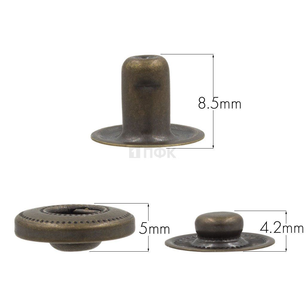 3 Части кнопки для одежды 15мм Альфа нерж цв антик (уп 720шт) NEW STAR