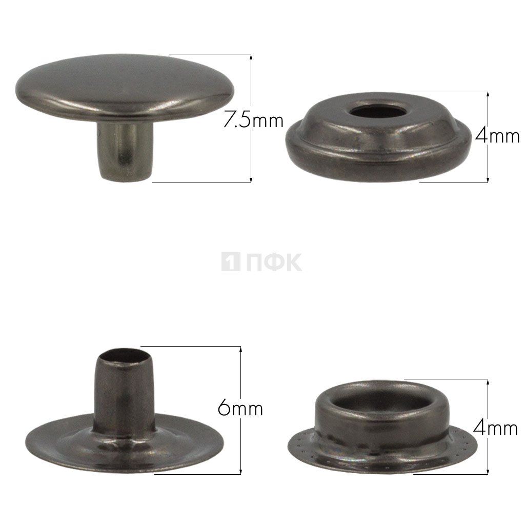 Кнопка для одежды 15мм №61 сталь цв никель тем (уп 720шт) STRONG