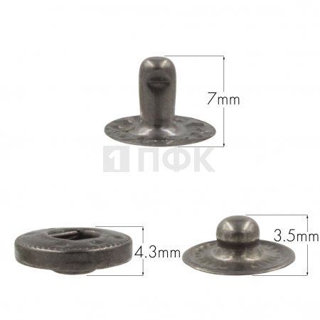 3 Части кнопки для одежды 12,5мм Альфа нерж цв никель тем (уп 1440шт) NEW STAR