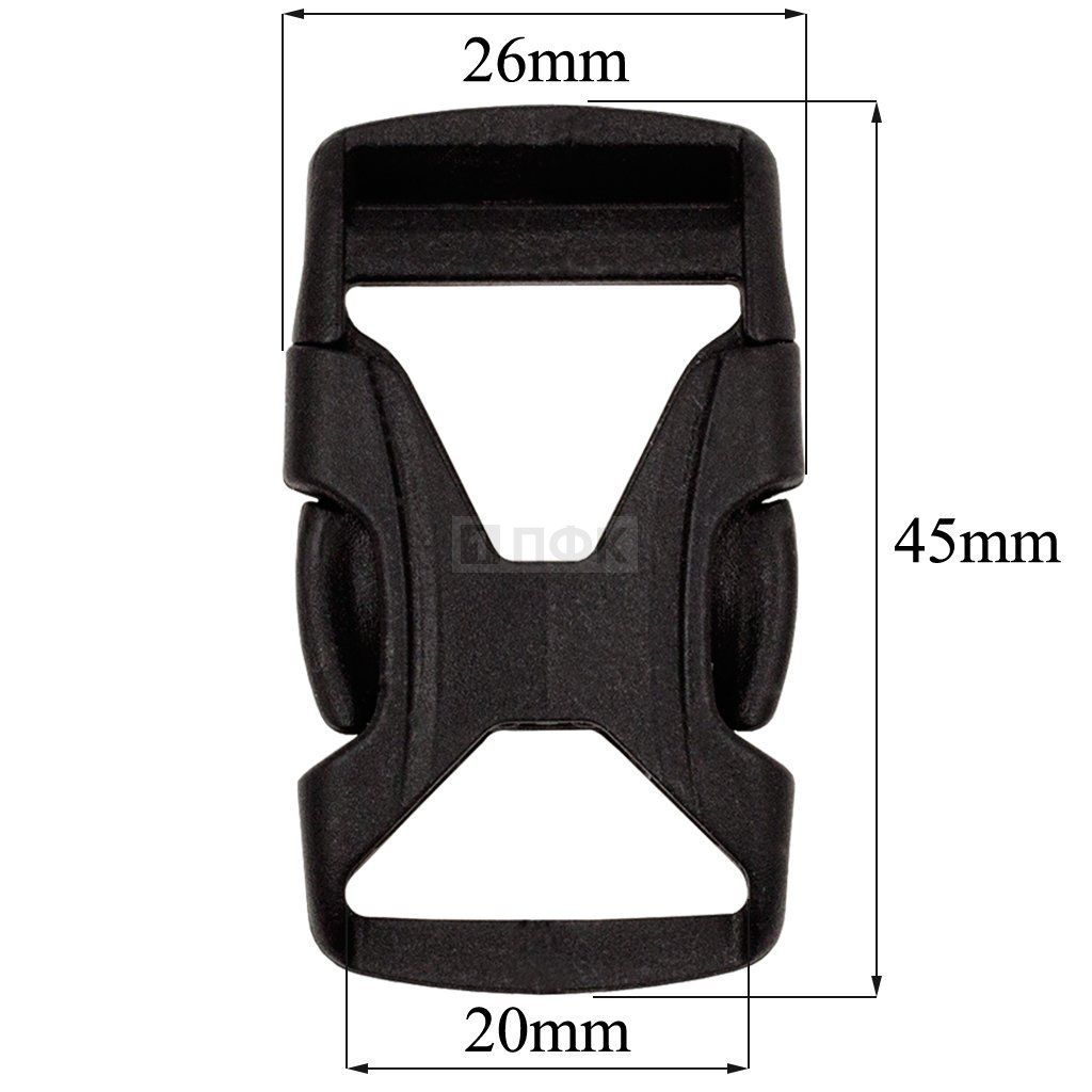 Фастекс FH-20 (защелка-трезубец) ПП 20мм цв черный (уп 1000шт) — ПФКР Фастекс FH-20 (защелка-трезубец) ПП 20мм цв черный (уп 1000шт)