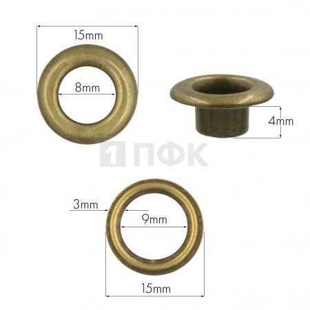 Люверсы №5 8мм латунь цв антик (уп 1000шт) 