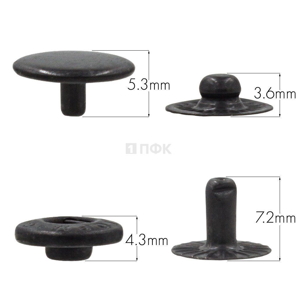 Кнопка для одежды 12,5мм Альфа сталь цв оксид (уп 1440шт) STORM