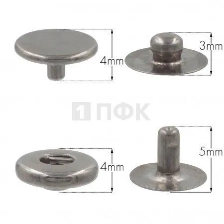 Кнопка для одежды 10мм Альфа сталь цв никель тем (уп 1440шт) STORM