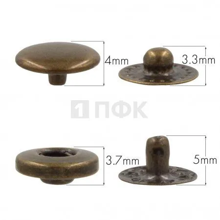 Кнопка для одежды 10мм Альфа сталь цв антик (уп 1440шт) NEW STAR