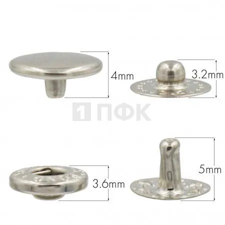 Кнопка для одежды 10мм Альфа сталь цв никель (уп 1440шт) STRONG