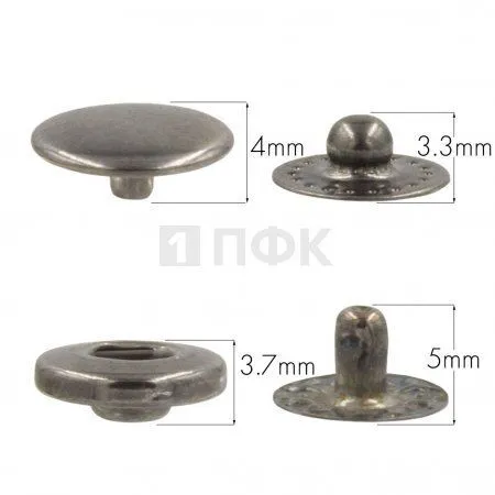 Кнопка для одежды 10мм Альфа сталь цв никель тем (уп 1440шт) NEW STAR