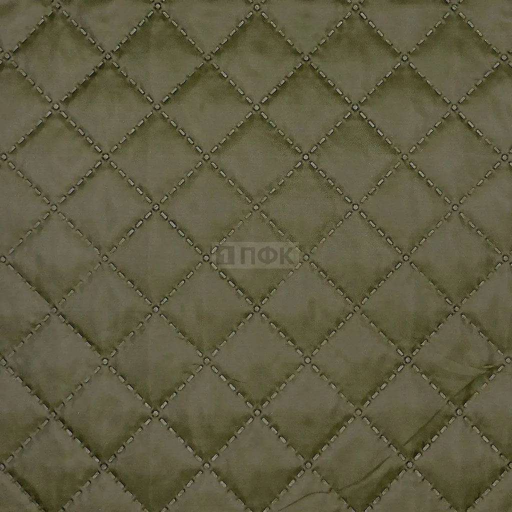 Ткань термостёжка (подкладка 190 Т, 53 г/м2 +синтепон 100 г/м2) ромб 35*35 цв хаки 423 (рул 50 м) — ПФКР Ткань термостёжка (подкладка 190 Т, 53 г/м2 +синтепон 100 г/м2) ромб 35*35 цв хаки 423 (рул 50 м)