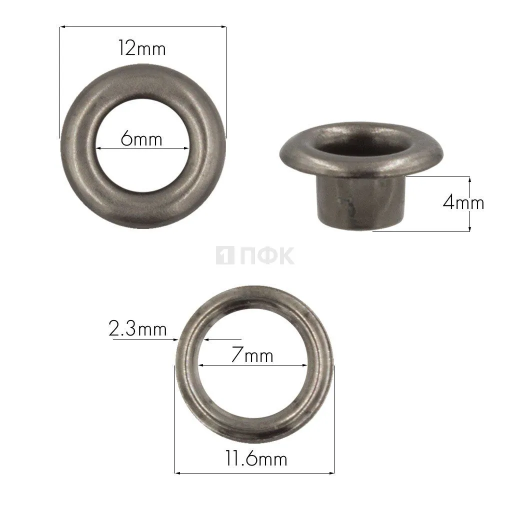 Люверсы №4 6мм латунь цв никель тем (уп 5000шт) 