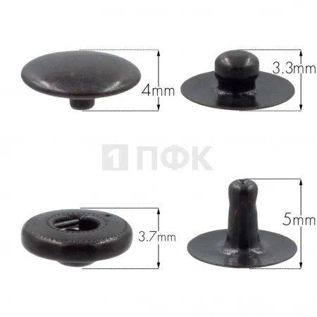 Кнопка для одежды 10мм Альфа сталь цв оксид (уп 1440шт) NEW STAR